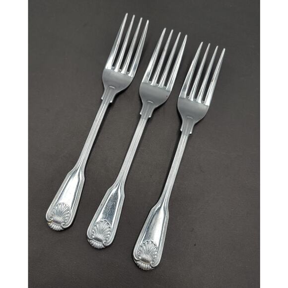 Towle London Shell Dinner Fork JAPAN Stainless Flatware Set Of 3 Supreme Cutlery - Picture 3 of 5